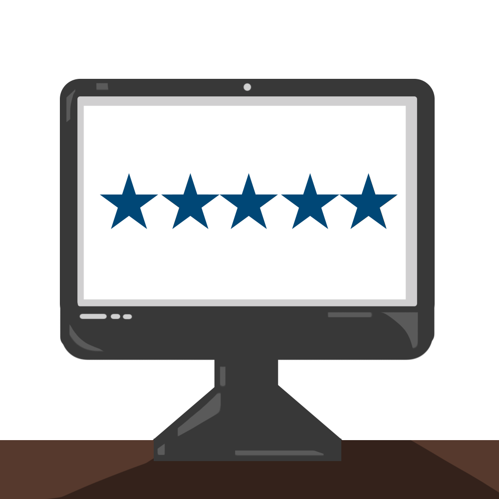 Illustration of five stars displayed on a computer monitor